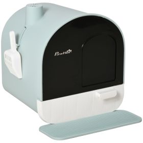 Fully Enclosed Cat Litter Box with Lid & Drawer Design, Covered Litter Box Anti-Leakage, Anti-Splashing, for Indoor Cats from Kitten to Adult, wi (Option: Green-475x455x460 mm)