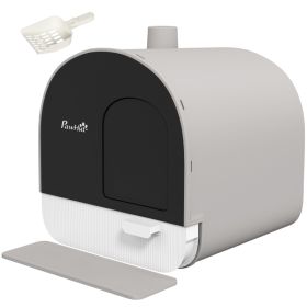 Cat Litter Box with Lid with Scoop and Filter, Light Gray (Option: Light Gray-475x455x460 mm)