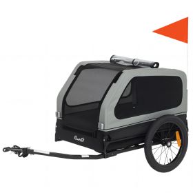 Dog Bike Trailer for Small & Medium Dogs, Universal Bicycle Coupler, Flip-Down Ramp Tailgate, Gray (Option: Gray-810x210x610 mm)