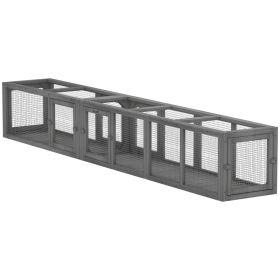 Wooden 98" Cat Tunnel for Outdoor with Combinable Design, 8 Doors, Dark Gray (Option: Dark Gray-1050x435x300 mm)