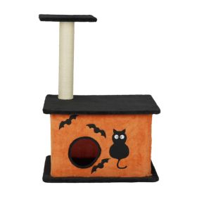 33inch Halloween Cat Tree, Cat Tower Cat Tree For Indoor Cats With Spacious Cat Condo, Large Platform, Sisal Scratching Post, Orange & Black (Option: Orange  Black)